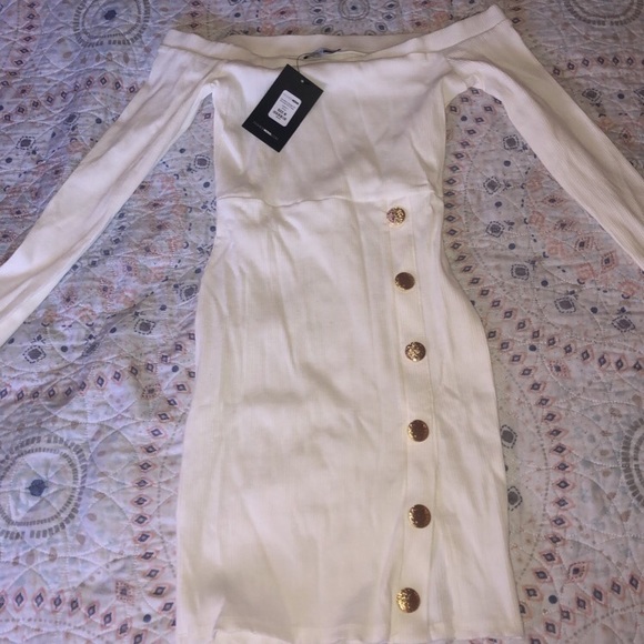 Fashion Nova Off Shoulder Mini White Dress - Picture 4 of 5